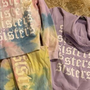 Tie-Dye 'Sisters' Hoodie and Sweatpants Set
